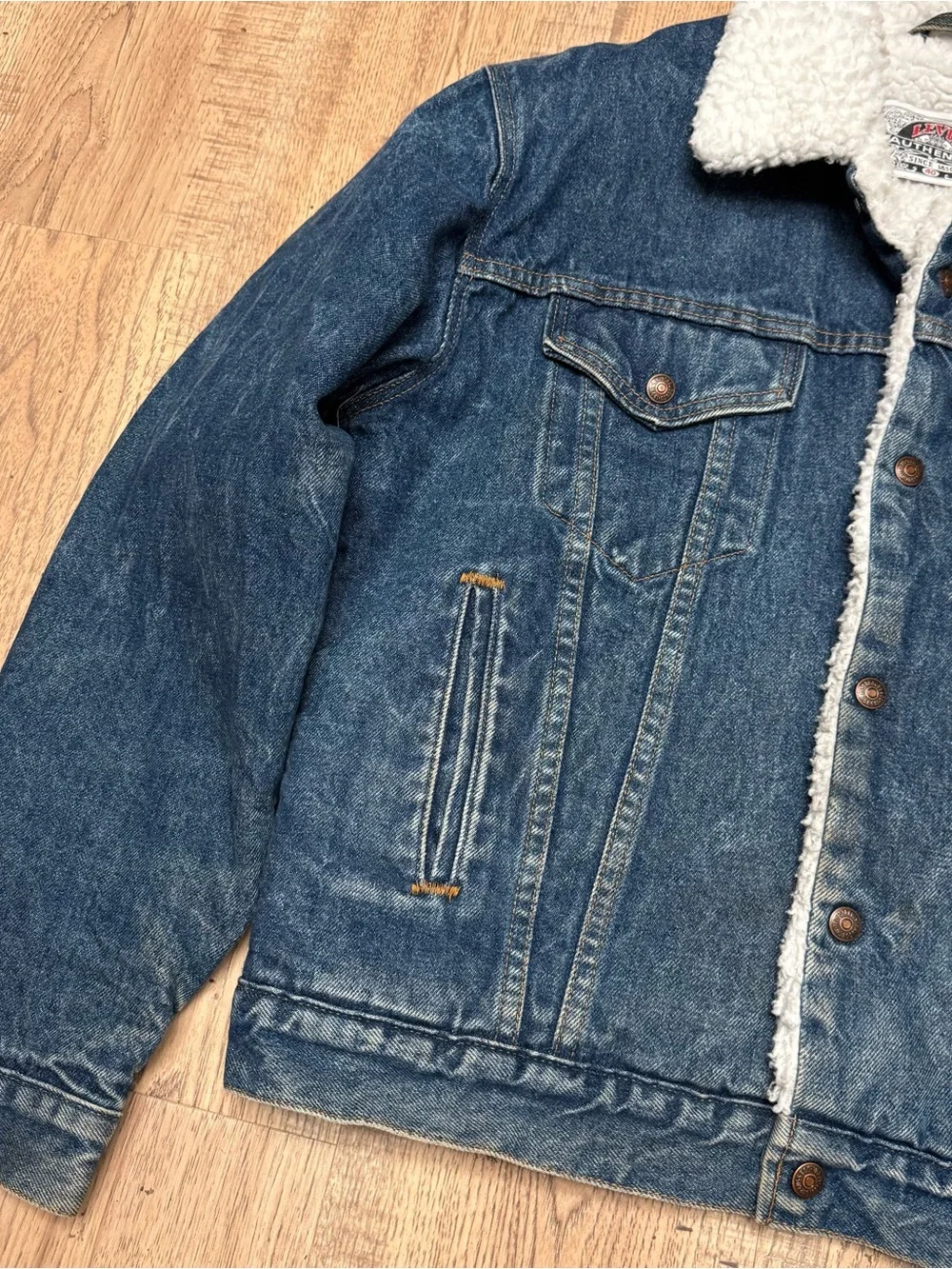Vintage 80s Levi’s 70608 Denim Sherpa Trucker Jacket Made In USA Size Medium 40 - Picture 6 of 15